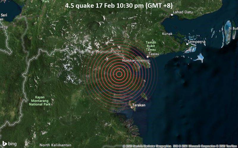 4.5 quake 17 Feb 10:30 pm (GMT +8)