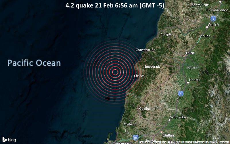 4.2 Terremoto del 21 de febrero a las 6:56 a.m. (GMT -5)