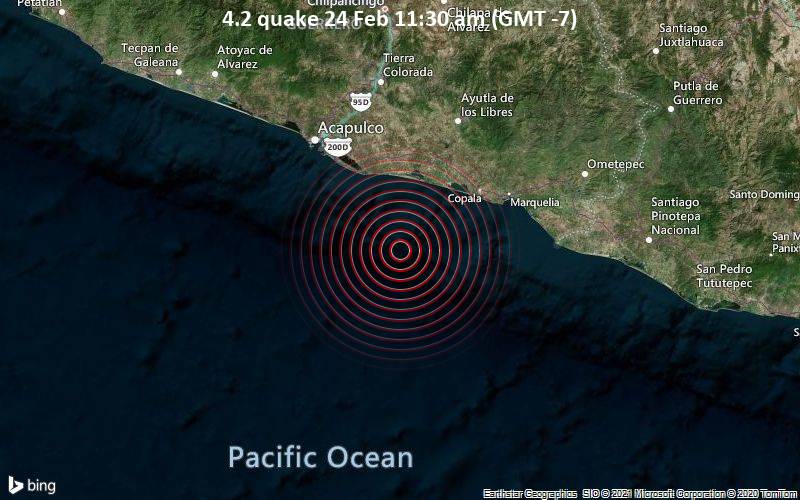 Magnitude 4.2 Earthquake Strikes Near Acapulco de Juarez, Acapulco de