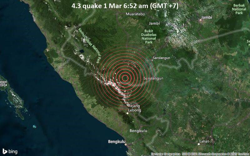 Gempa berkekuatan 4,3 skala Richter mengguncang Indonesia / Volcano Discovery
