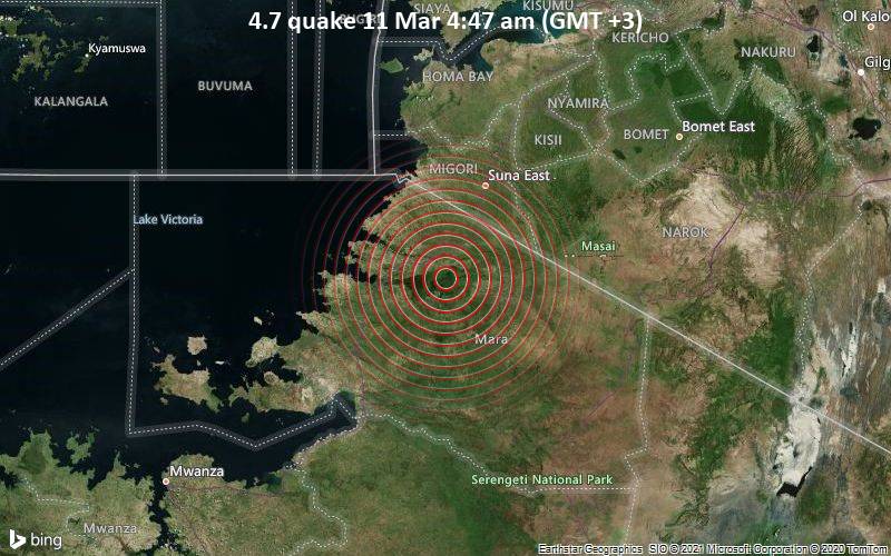 Moderates Erdbeben Der Starke 4 8 Butiama District Council 52 Km Ostlich Von Musoma North Mara Tansania Am Donnerstag 11 Mar 2021 Um 04 47 Lokalzeit 233 Erfahrungsberichte Von Nutzern Volcanodiscovery