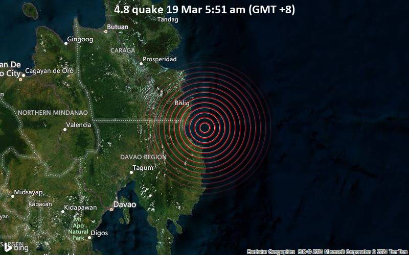 4.8 Terremoto 19 de marzo a las 5:51 a.m. (GMT +8)