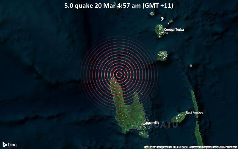 5.0 Gempa 20 Maret 4:57 AM (GMT +11)