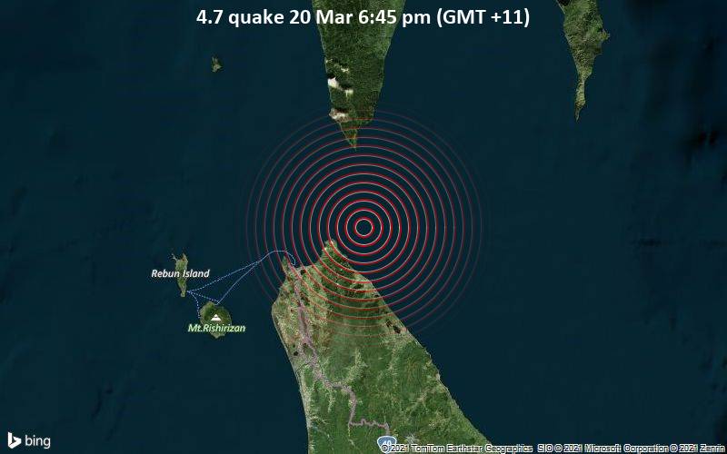 4.7 tremblement de terre 20 mars 18h45 (GMT +11)