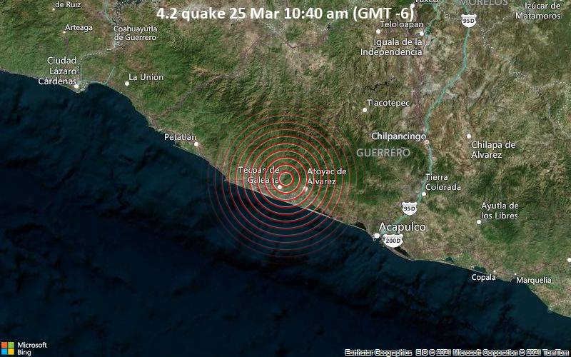 4.2 Gempa bumi 25 Maret 10:40 (GMT -6)