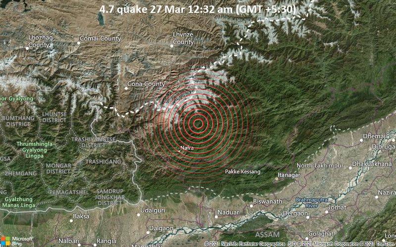 Erdbeben Der Starke 4 7 Nordlich Von Rangapara Sonitpur Assam Indien Volcanodiscovery