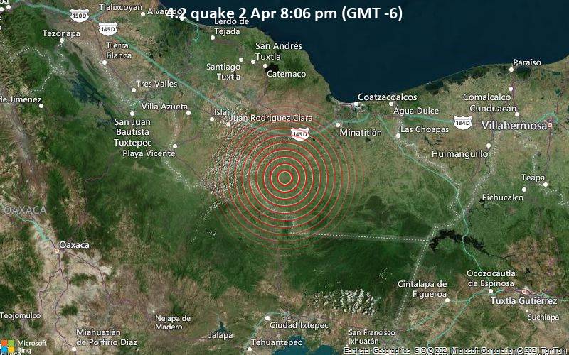 4.2 tremblement de terre le 2 avril 20h06 (GMT -6)