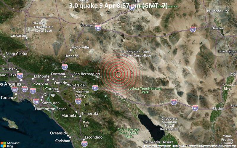 3.0 quake 9 Apr 8:57 pm (GMT -7)