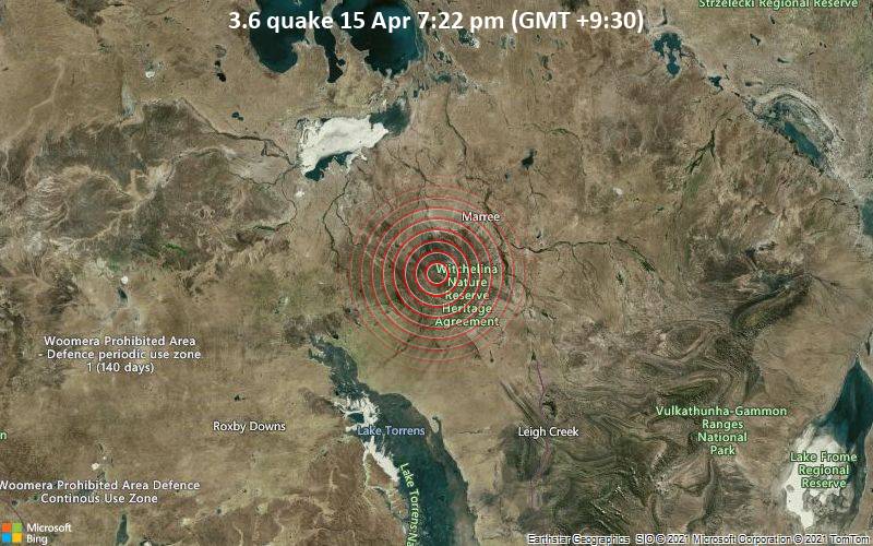 3.6 quake 15 Apr 7:22 pm (GMT +9:30)