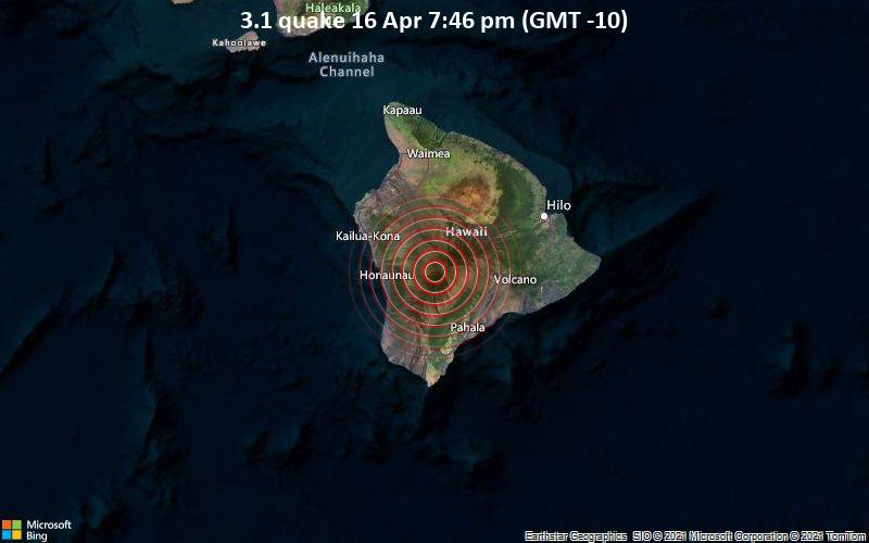 3.1 quake 16 Apr 7:46 pm (GMT -10)