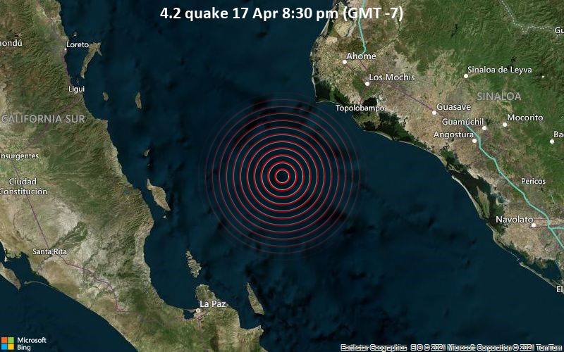 4.2 Terremoto 17 de abril 8:30 pm (GMT -7)