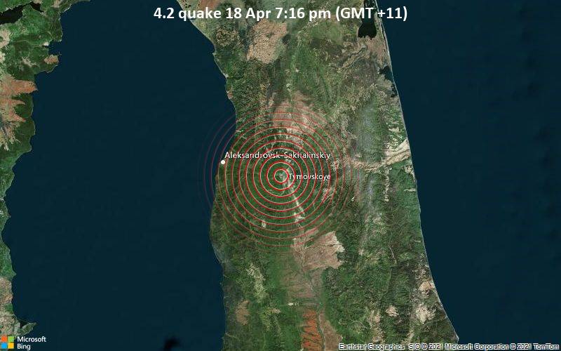 4.2地震4月18日午後7時16分（GMT +11）