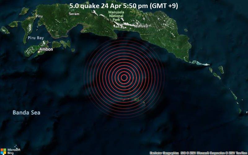 5.0 quake 24 Apr 5:50 pm (GMT +9)