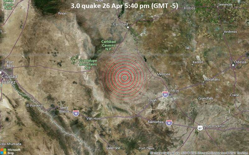 A 3.0 small earthquake strikes near Toyah, Reeves County, Texas, USA / Volcano Discovery