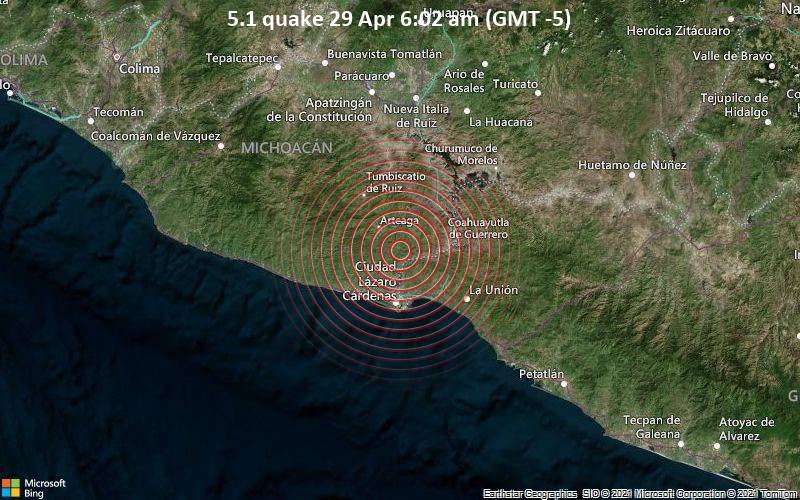 5.1 terremoto (6:02 am del 29 de abril) (GMT -5)