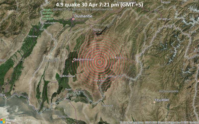 4,9 gempa 30 Apr 19:21 (GMT +5)