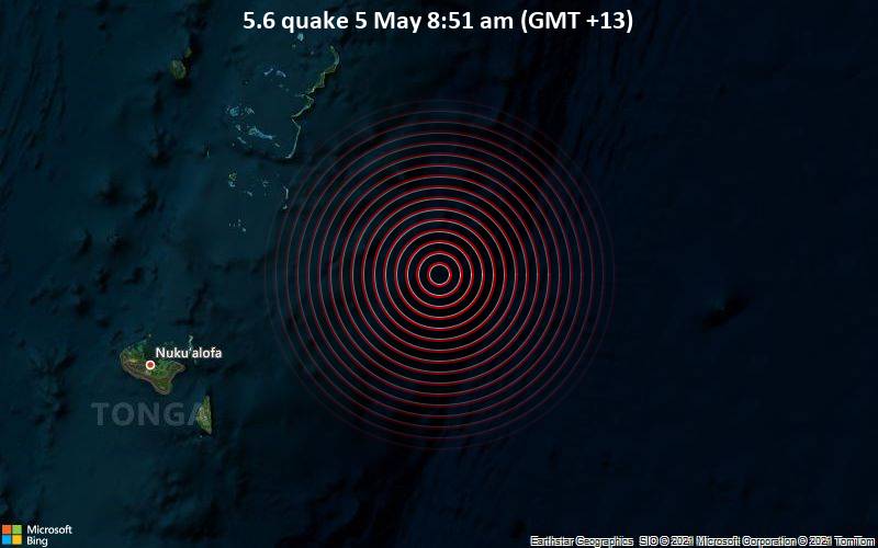 5.6の地震5月5日の午前8:51（GMT +13）