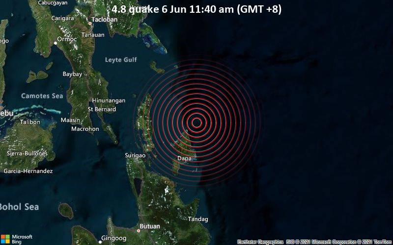 4.8 quake 6 Jun 11:40 am (GMT +8)