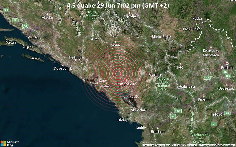 Quake Info Moderate Mag 4 5 Earthquake Danilovgrad 15 Km Northwest Of Podgorica Montenegro On 29 Jun 7 02 Pm Gmt 2 6 User Experience Reports Volcanodiscovery