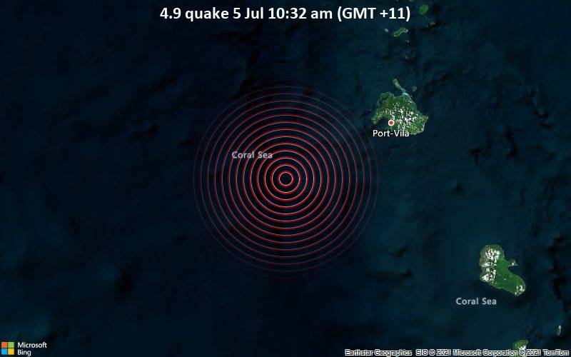 4.9 quake 5 Jul 10:32 am (GMT +11)