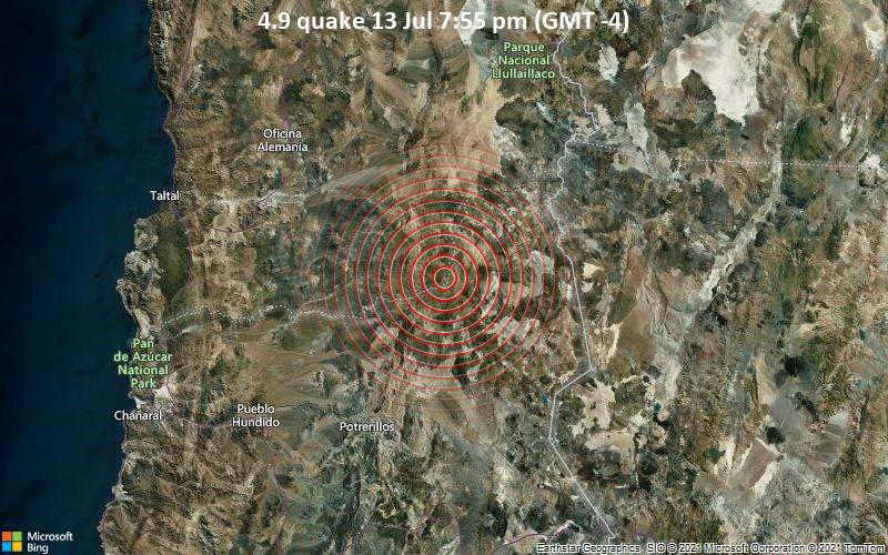 4.9 quake 13 Jul 7:55 pm (GMT -4)