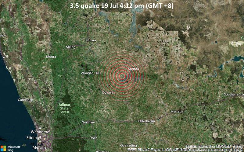 magnitude earthquake 8 miles southwest Booralaming, Australia VolcanoDiscovery