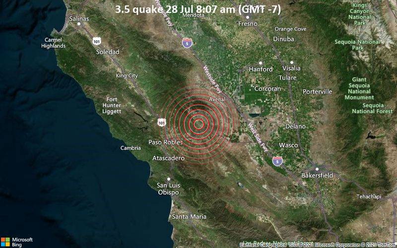 Magnitude 3.5 Earthquake Strikes Near Paso Robles, San Luis Obispo