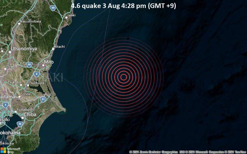 Erdbeben Der Starke 4 6 Nordostlich Von Hasaki ChÅshi Shi Chiba Japan Volcanodiscovery