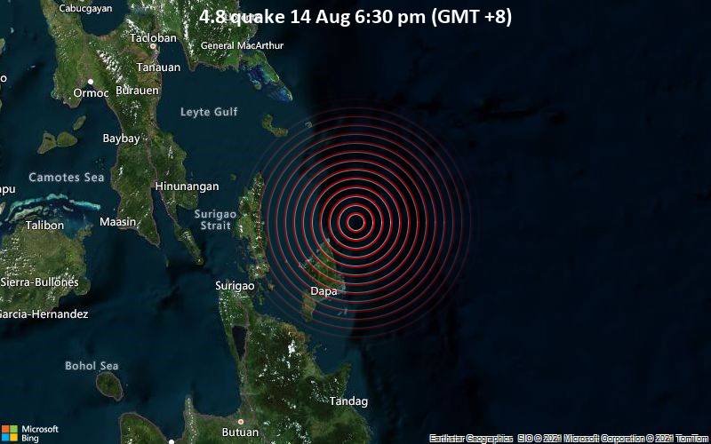 4.8 quake 14 Aug 6:30 pm (GMT +8)