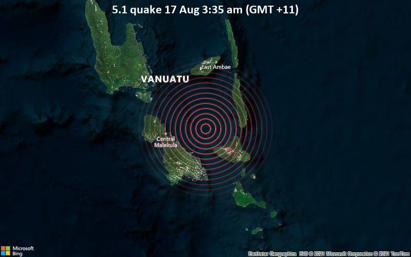 5.1 quake 17 Aug 3:35 am (GMT +11)