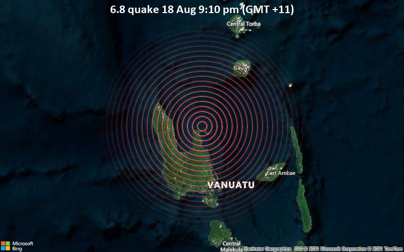 7.1 quake 18 Aug 9:10 pm (GMT +11)