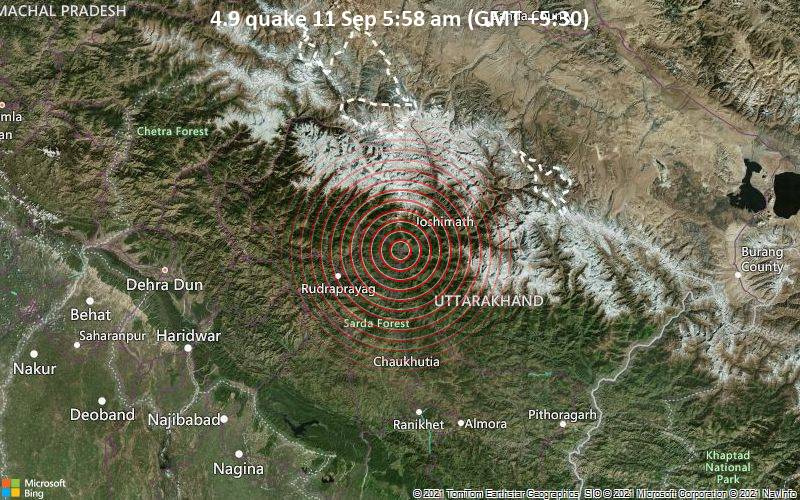4.9 quake 11 Sep 5:58 am (GMT +5:30)