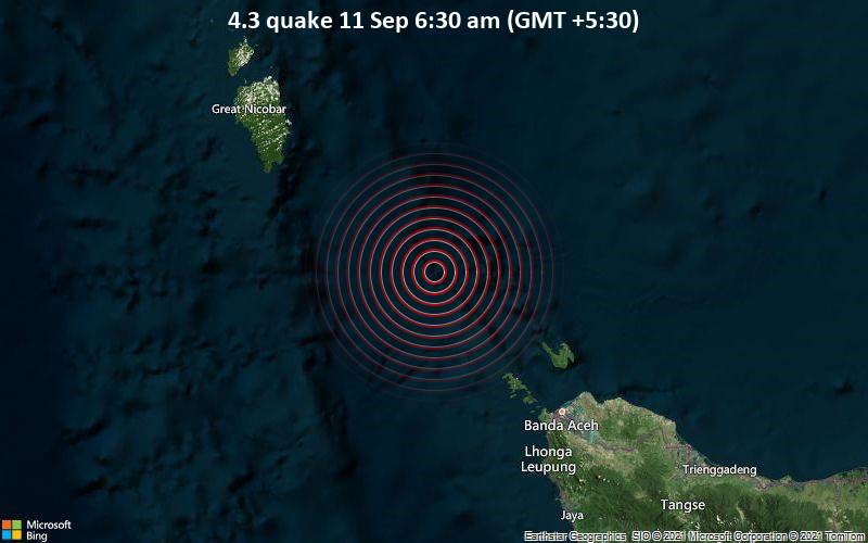 4.3 quake 11 Sep 6:30 am (GMT +5:30)