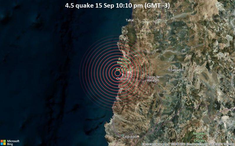 4.5 quake 15 Sep 10:10 pm (GMT -3)