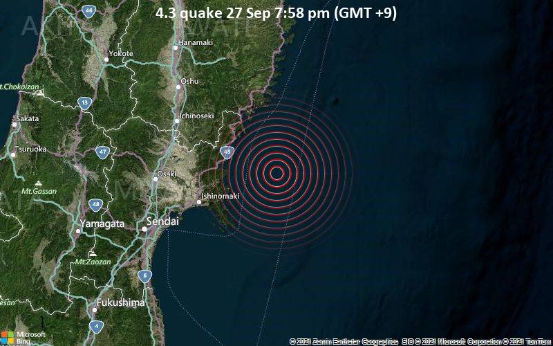 4.3 quake 27 Sep 7:58 pm (GMT +9)