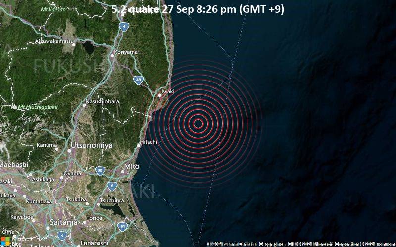 5.2 quake 27 Sep 8:26 pm (GMT +9)