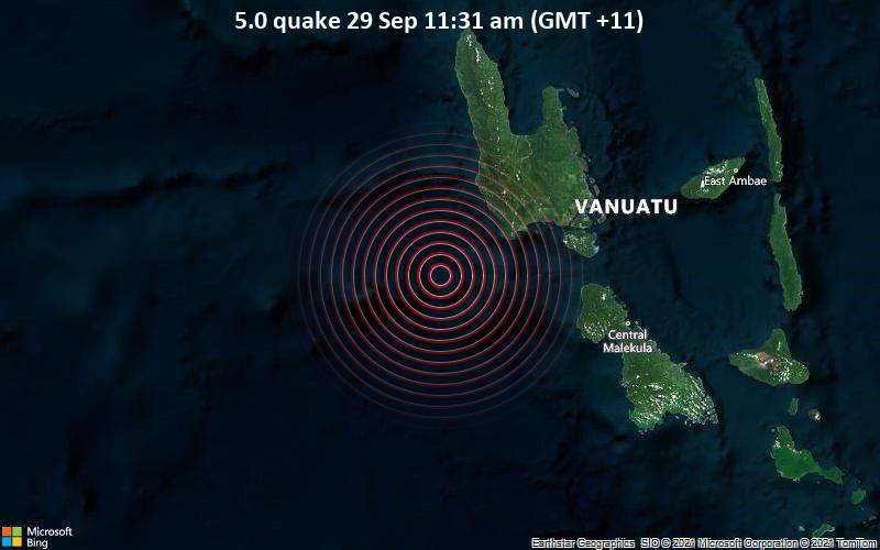 5.0 quake 29 Sep 11:31 am (GMT +11)