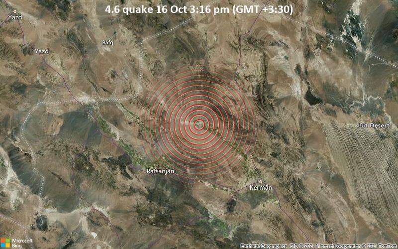 4.6 quake 16 Oct 3:16 pm (GMT +3:30)