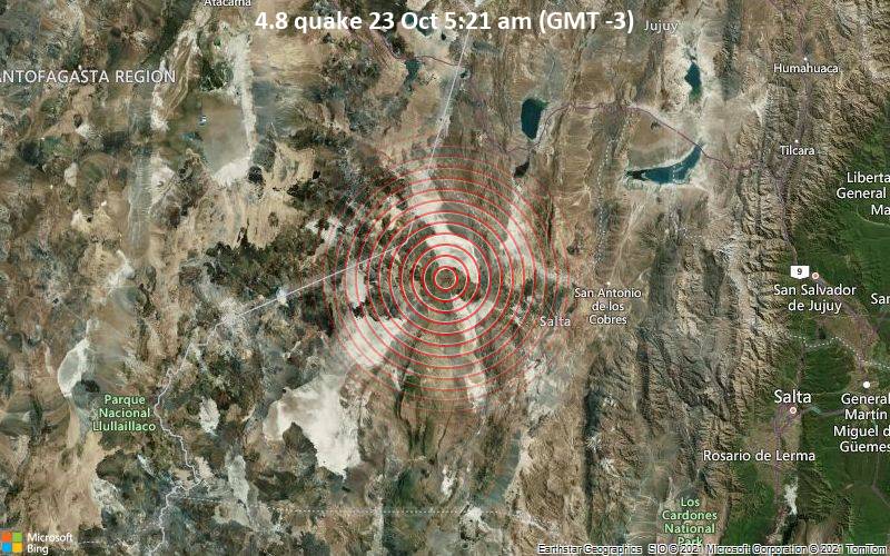 4.8 quake 23 Oct 5:21 am (GMT -3)