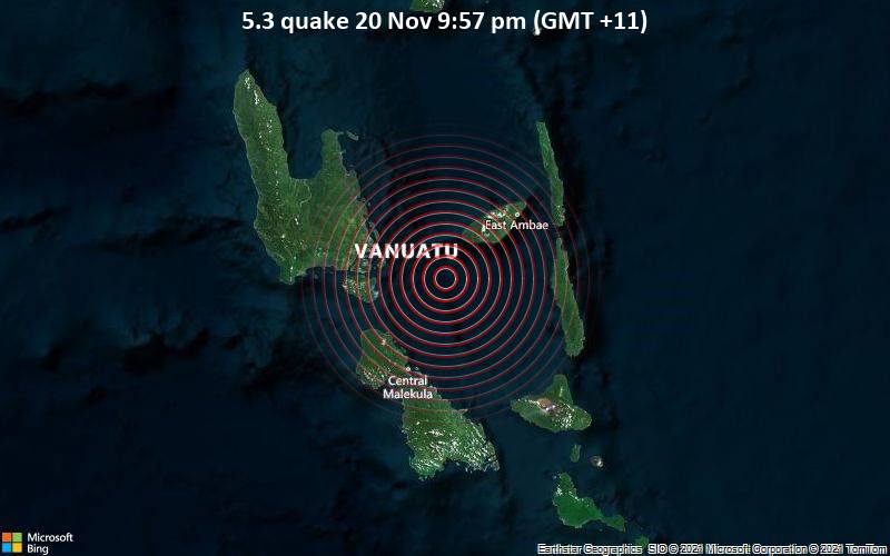 5.3 quake 20 Nov 9:57 pm (GMT +11)