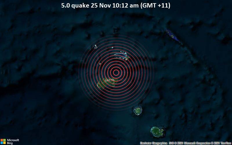 5.0 quake 25 Nov 10:12 am (GMT +11)