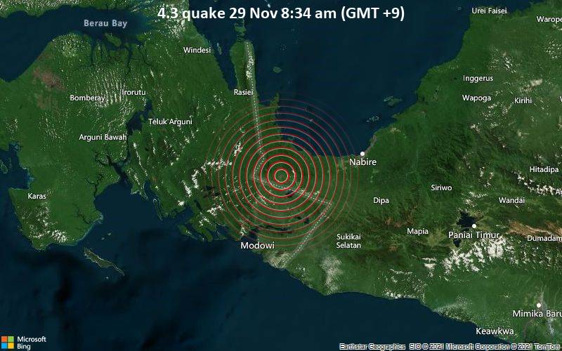 4.3 quake 29 Nov 8:34 am (GMT +9)