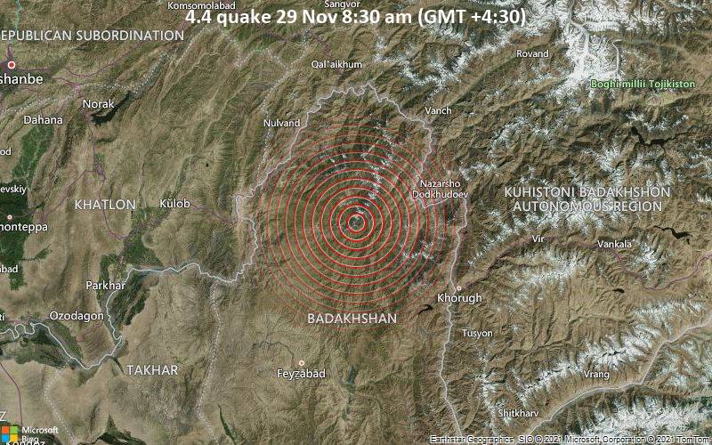 4.4 quake 29 Nov 8:30 am (GMT +4:30)