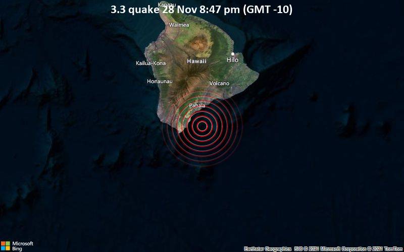3.3 quake 28 Nov 8:47 pm (GMT -10)
