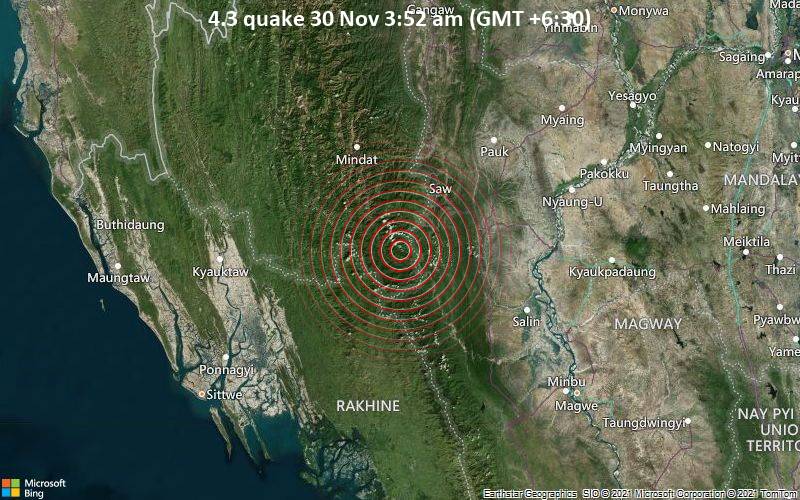 4.3 quake 30 Nov 3:52 am (GMT +6:30)