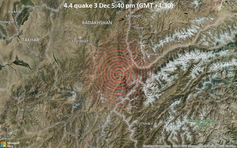 4.4 quake 3 Dec 5:40 pm (GMT +4:30)