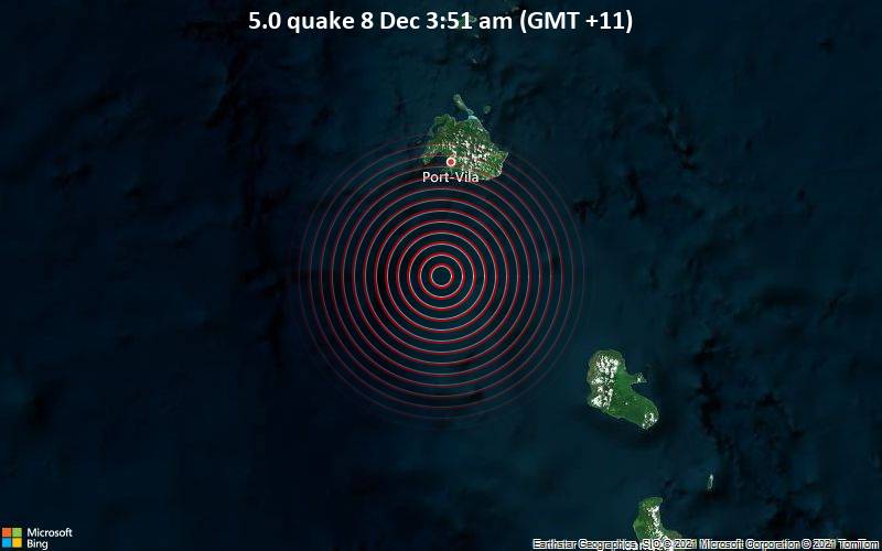 5.0 quake 8 Dec 3:51 am (GMT +11)