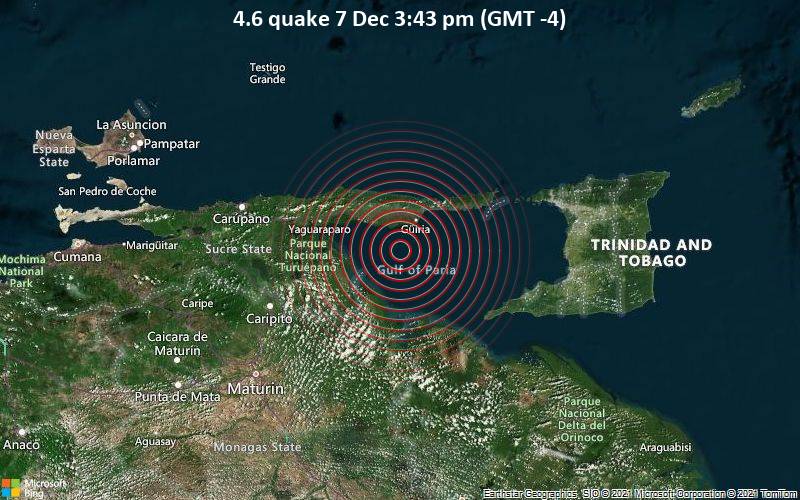 4.6 quake 7 Dec 3:43 pm (GMT -4)