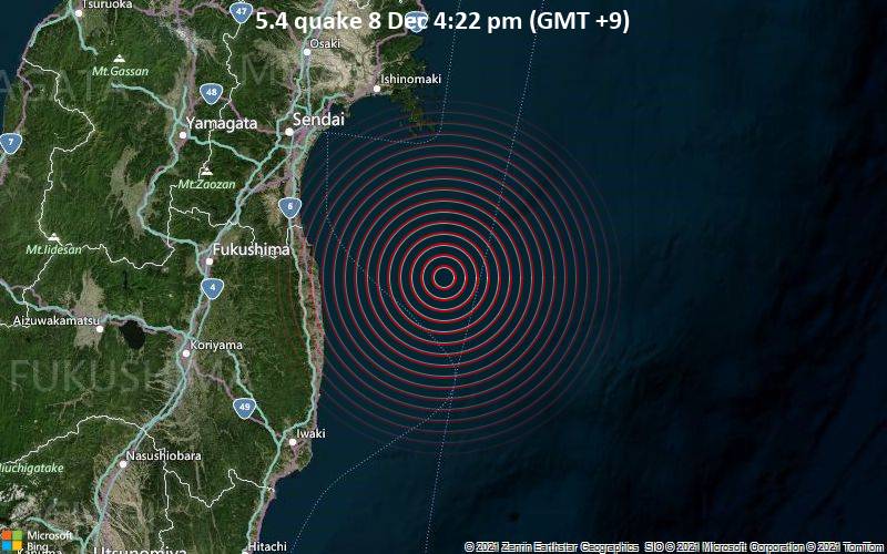 5.4 quake 8 Dec 4:22 pm (GMT +9)