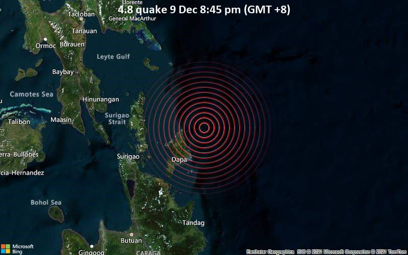 4.8 quake 9 Dec 8:45 pm (GMT +8)